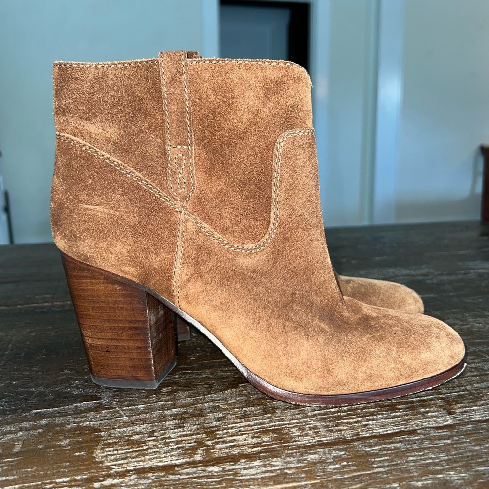 Frye Myra Suede Western Stacked Heel Boot